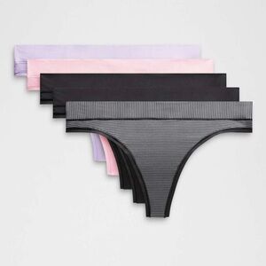 Lululemon UnderEase Mid-Rise Thong Underwear 5 Pack Black Pink Lavender Jumie St